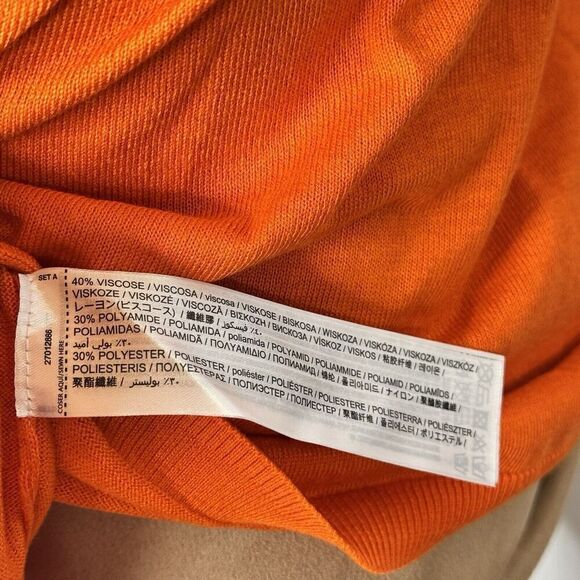 NWT Sz S MNG Orange Long Sleeve V-Neck Casual Pullover Womens Sweater Mango - Picture 10 of 16